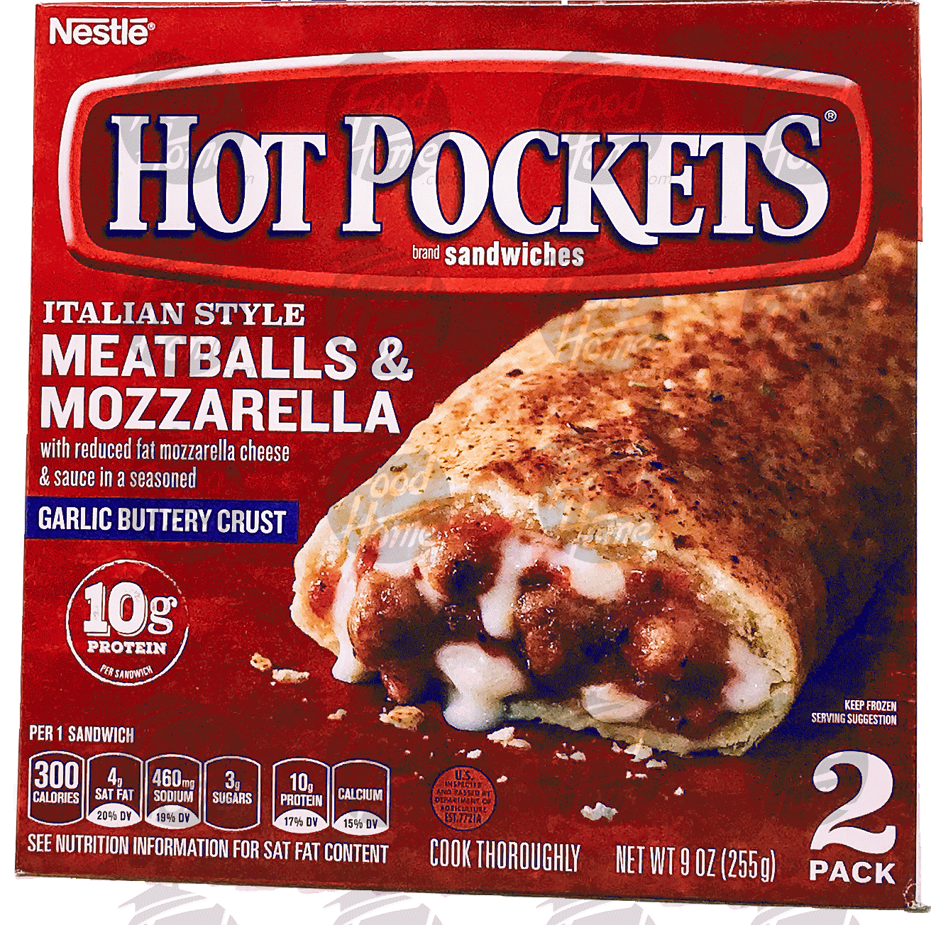 Nestle Hot Pockets meatballs & mozzarella cheese w/reduced fat cheese and sauce in garlic buttery seasoned crust, 2 ct Full-Size Picture